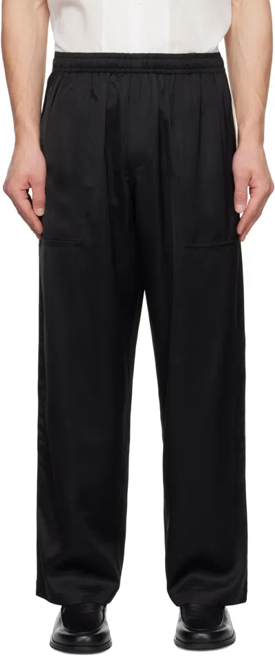 Bode Black Satin Track Pants In Bkcrm