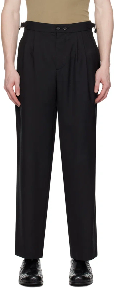Bode Black Side Tie Trousers In Black 1