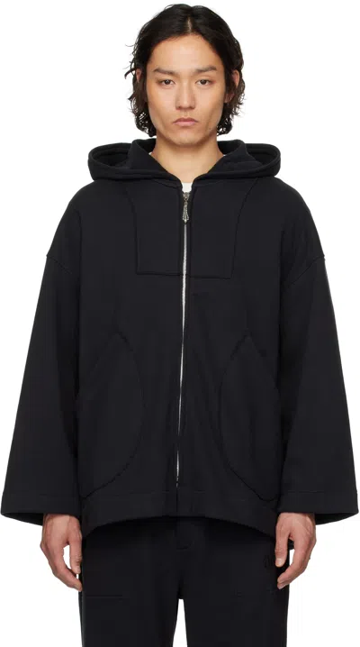 Bode Sideline Cotton Zip-up Hoodie In Black
