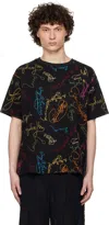 Bode Black Signature Scrawl Boxy T-shirt In Black Multi
