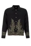 Bode Beaded Epoque Embellished Silk Shirt In Black