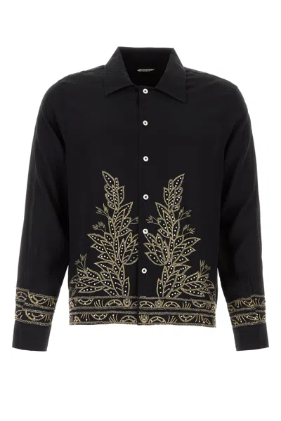 BODE BODE BLACK SILK BEADED EPOQUE SHIRT