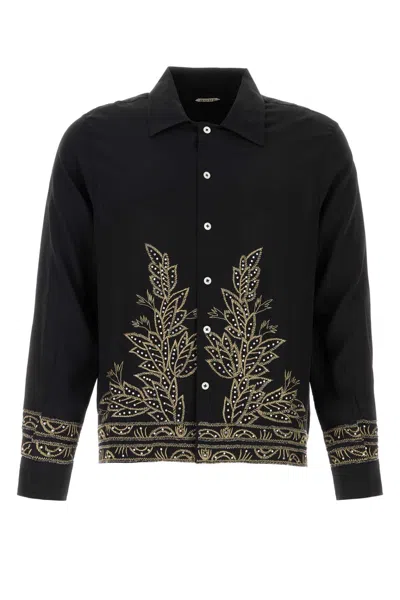 Bode Black Silk Beaded Epoque Shirt