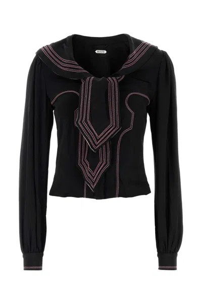BODE BLACK SILK SEAFARER SHIRT