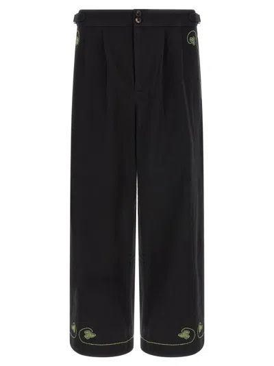 Bode Black Straight Flat Front Pants