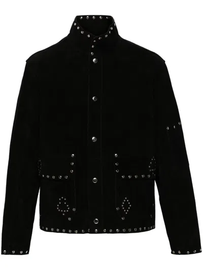 Bode Black Studded Detailing Suede Jacket