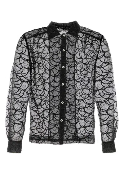 Bode Camicia Pewter Shoal In Tulle Nero Uomo In Black