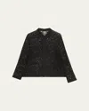 Bode Blooming Threadwork Lace Shirt In Black