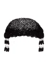 Bode Blossom Tasseled Crocheted Cotton Cap In Black