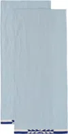 Bode Blue & White Seedling Stripe Dish Towel Set In Blue White