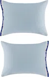 Bode Blue & White Seedling Stripe Pillowcase Set In Blue White
