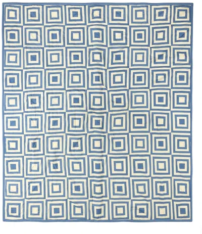 Bode Blue & White 'white House Steps' Quilt In Blcrm Blue Cream