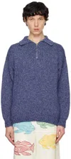Bode Blue Melange Polo In Blue
