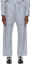Bode Regatta Straight-leg Striped Cotton-voile Drawstring Trousers In Blue Multi