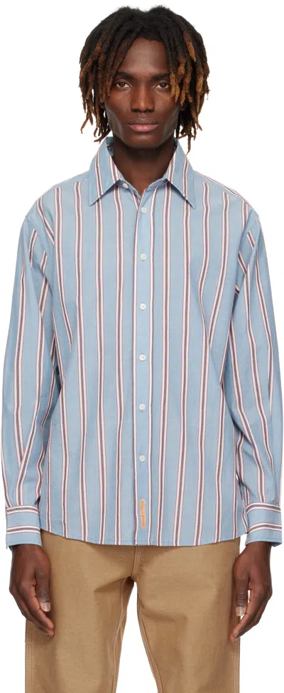 Bode Blue Regatta Stripe Shirt In Blue Multi