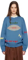 Bode Blue Spirit Sweater In Blue Blue