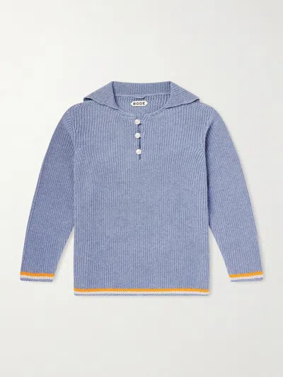 Bode Boat Deck Ribbed Virgin Wool Sweater In Blue