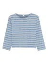Bode Lyric Jacquard Stripe Long Sleeve T-shirt In Blue