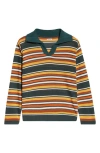 Bode Boxy Parakeet Stripe Long Sleeve Polo In Multicolor
