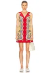Bode Bricolage Dress In Red Multi