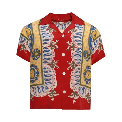 Pre-owned Bode Bricolage Short-sleeve Shirt 'red/multicolor' | Men's Size Xxl