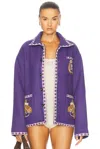 Shop Bode Bronco Applique Jacket In Purple White