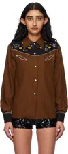 Bode Brown Abilene Western Shirt In Brblk Brown Black