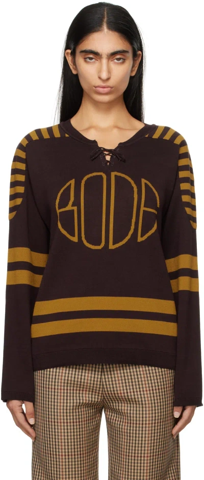 Bode Brown & Yellow Rink Sweater In Brown Yellow