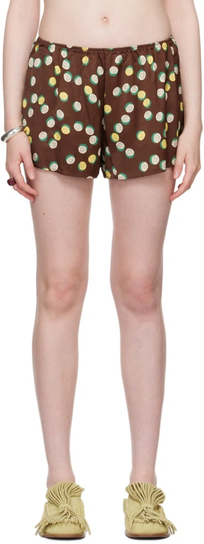 Bode Brown Bubble Dot Shorts In Brown Multi