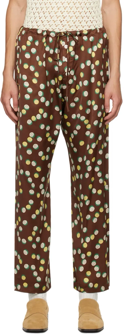 Bode Brown Bubble Dot Trousers In Brmlt