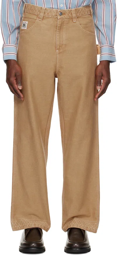 Bode Brown Embroidered Knolly Brook Trousers