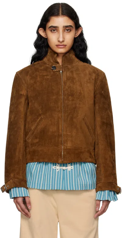 Bode Brown Howard Leather Jacket In Dkbrn Dark Brown