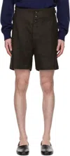 Bode Brown Linen Cot Shorts In Brown Black