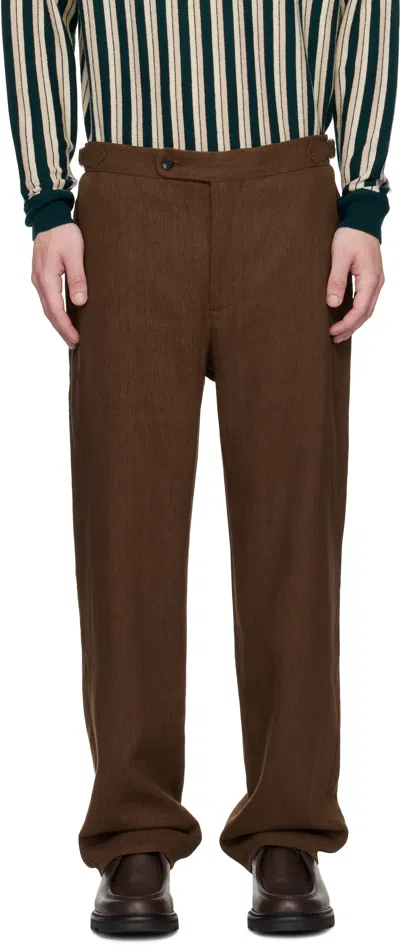 BODE BROWN LINEN SUITING TROUSERS