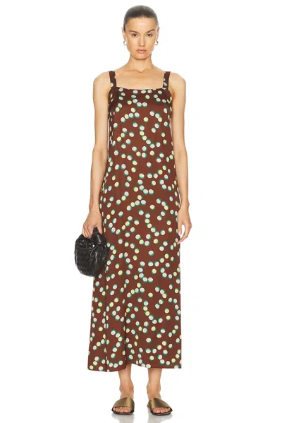 Bode Bubble Dot Dress In Brown Multi