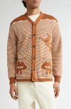 Bode Brown Intarsia-knit Cardigan In Brown