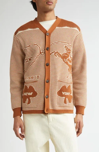 Bode Brown Intarsia-knit Cardigan In Braun