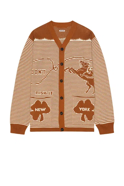 Bode Brown Intarsia-knit Cardigan In Braun