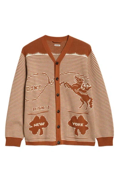 Bode Brown Intarsia-knit Cardigan In Braun