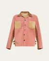 Bode Buckled Multi Suede Work Shirt In Pink Multi