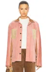 Bode Buckled Multi Suede Work Shirt In Pink Multi