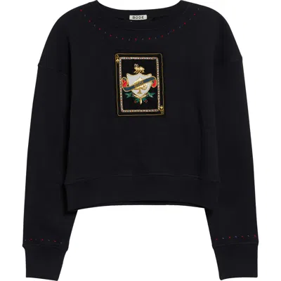 Bode Bullion Card Cotton Graphic Sweatshirt In Black
