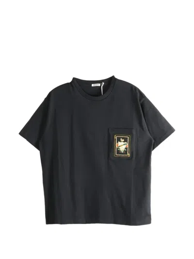 Bode Bullion Card Tee Patch-detail Pocket T-shirt In Black