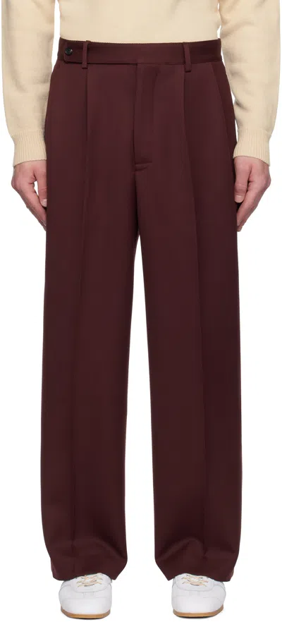 Bode Burgundy Riding Twill Braided Trousers