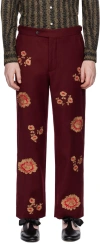 Bode Burgundy Rococo Trousers In Mnmlt Maroon Multi
