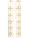 Bode Buttercup Embroidered Straight-leg Trousers In White
