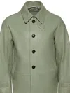 Bode Button-fastening Leather Jacket In Green