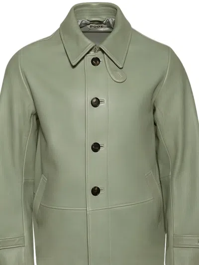 Bode Button-fastening Leather Jacket In Green