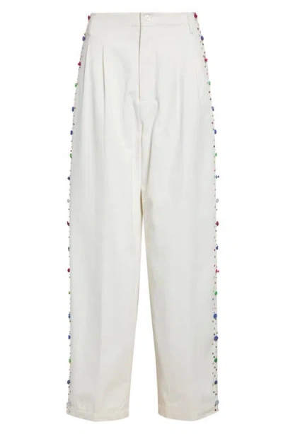 Bode Button Jar Cotton Wide Leg Pants In Orange