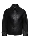 Bode Button-up Leather Jacket In Black